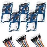 AITRIP 5PCS Micro SD TF Card Adapter Reader Modules with Multicolored Dupont Wire,with Logic Level Chip 3.3V 5V 6 Pin SPI Interface Compatible with for Arduino Raspberry Pi ESP32