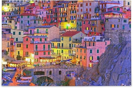 Amazon ジグソーパズル おしゃれ インテリア 1000ピース 木製 大人 夜景 外国風景 景色 町並み 村 カラフル 異国 面白い おもしろい パズル 男の子 女の子 人気 おとな向け 大人 難しい むずかしい レディーズ メンズ ジグソーパズル おもちゃ