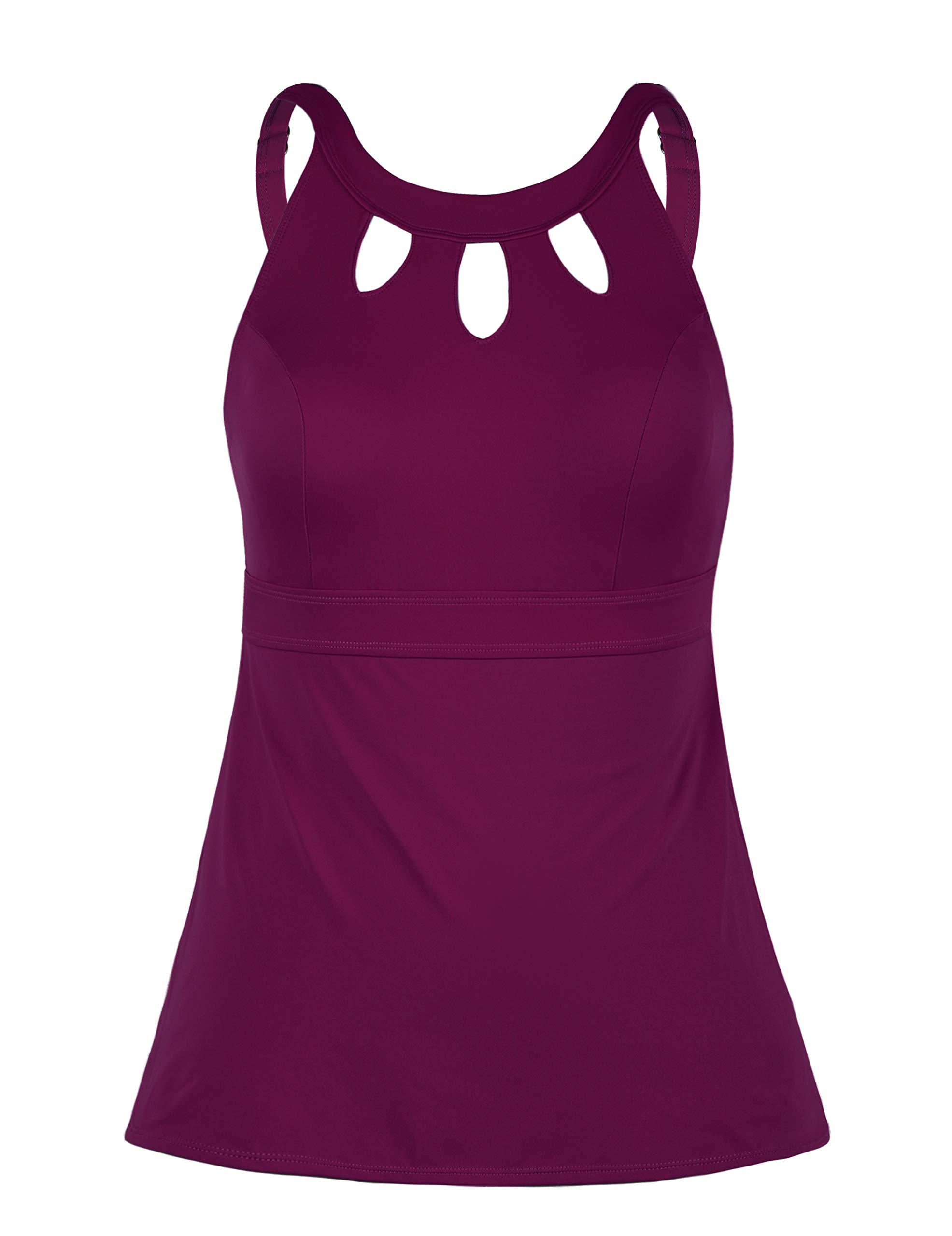 Photo 1 of Septangle Womens Swimsuits Top Only Slimming Bathing Suits Sun Protection Halter Tankini Top Plus Size Swim Suits Beach Swimwear Tops, Fuchsia US 18W