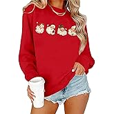 UYIQL Christmas Sweatshirt for Women Vintage Santa Sweatshirt Long Sleeve Merry Christmas Pullover Tops