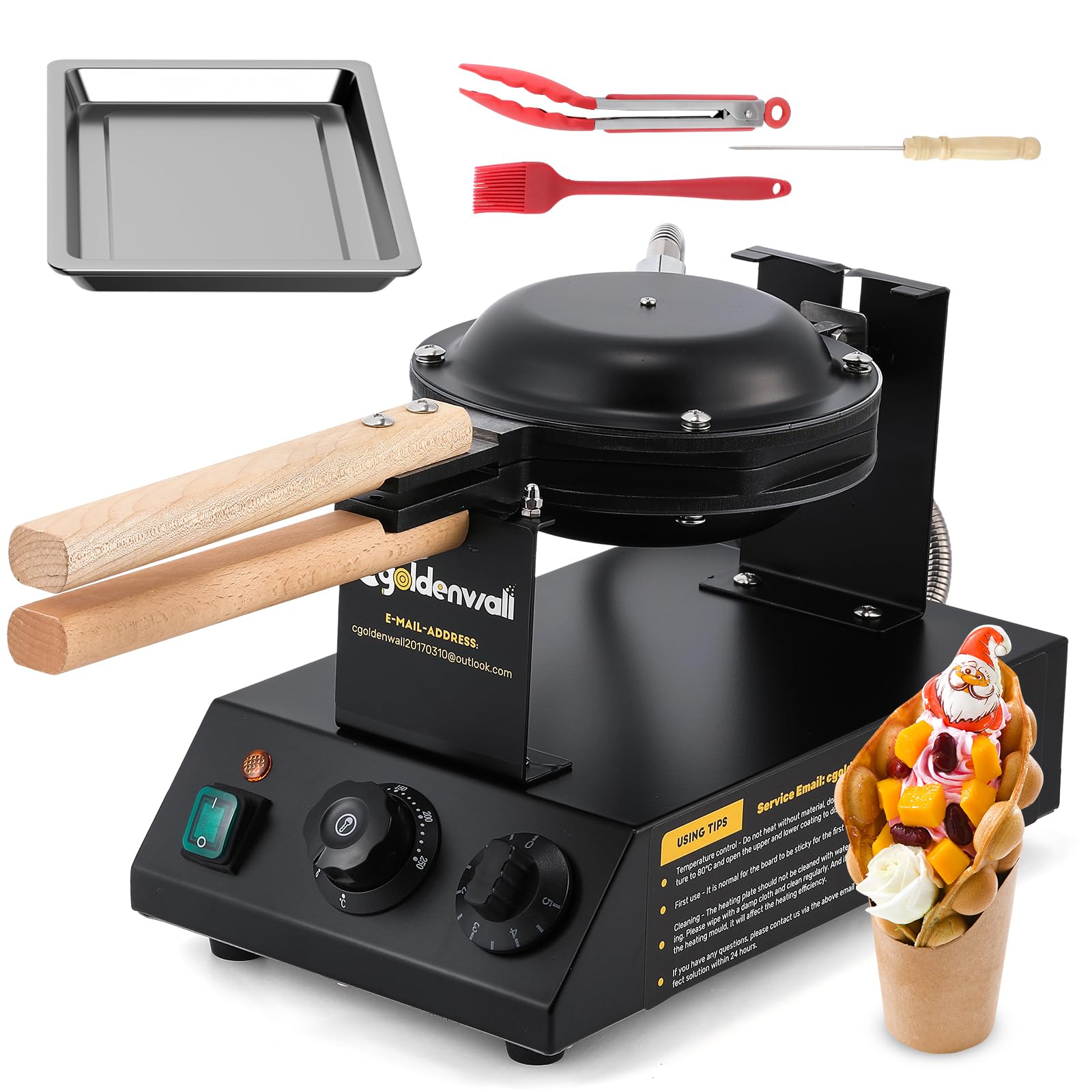 Cgoldenwall Bubble Waffeleisen für klassische Eierwaffeln丨1400W mit Antihaftbeschichtung für Cafe/Dessert-Shop/Restaurant丨Automatische Temperatureinstellung inklusive Rezeptvorschläge&Bedienungstipps 8