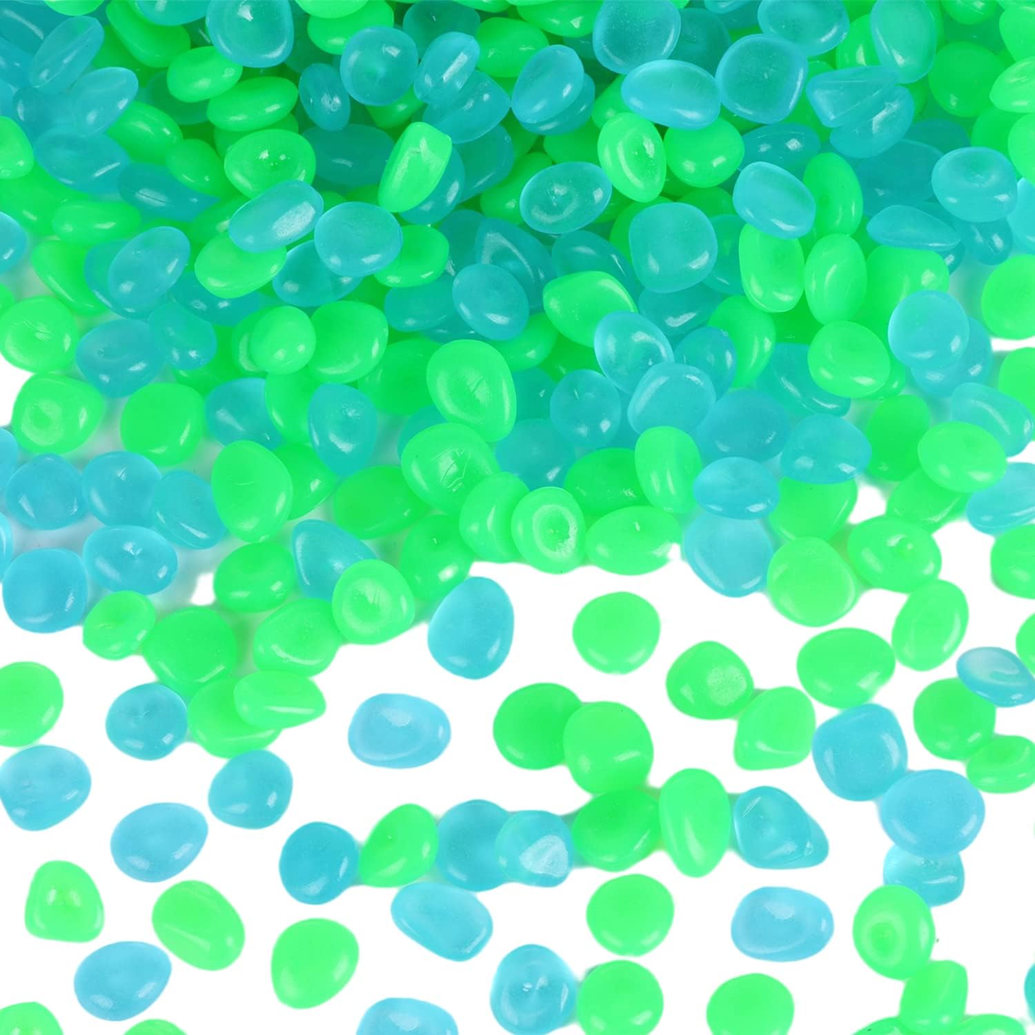 Hardscaping Materials - 900pcs Glow in The Dark Rocks Outdoor Decorations Stones Small Luminous Pebbles Indoor/Outdoor Decor for Garden Fish Tank Aquarium Planter Walkway - Green & Blue