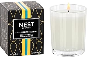 NEST New York Scented Votive Candle, Amalfi Lemon & Mint - 2 oz - Up to 28-Hour Burn Time - Reusable Glass Vessel