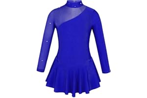 iiniim Girls' Roller Ice Figure Skating Dress Mock Turtleneck Sparkly Leotard Ballet Dance wear Outfit Costumes