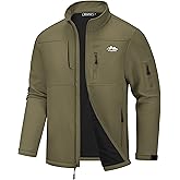 WULFUL Men's Lightweight Softshell Jacket Warm Fleece Lined Windbreaker Waterproof Rain Jacket for Winter Outdoor Hiking