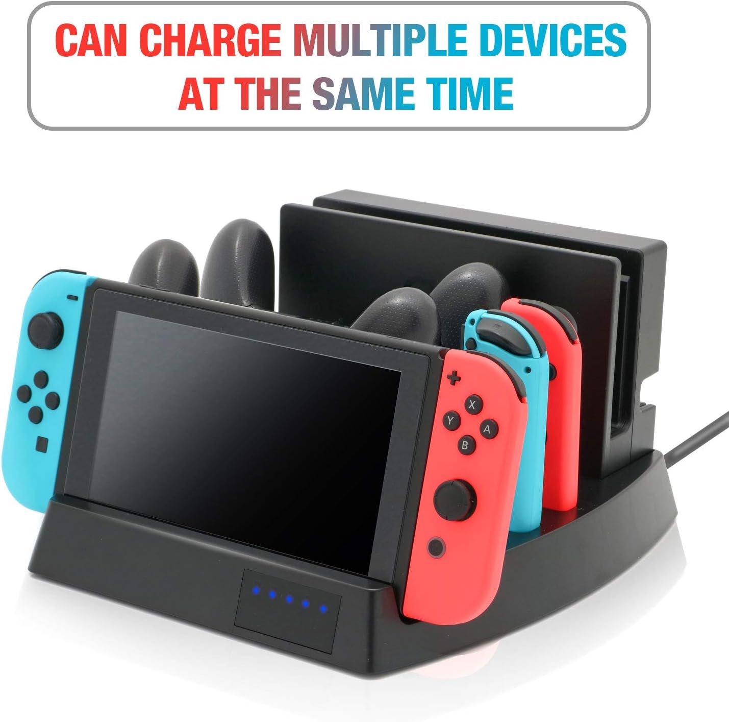 Controller Charger for Nintendo Switch, Fast Charger Dock for Nintendo Switch, Charge 2 Nintendo Switch, 2 Joy-Cons, 2 Pro Controllers, Storage Stand for Switch Dock with 1 USB C Cable,1 DC Cable