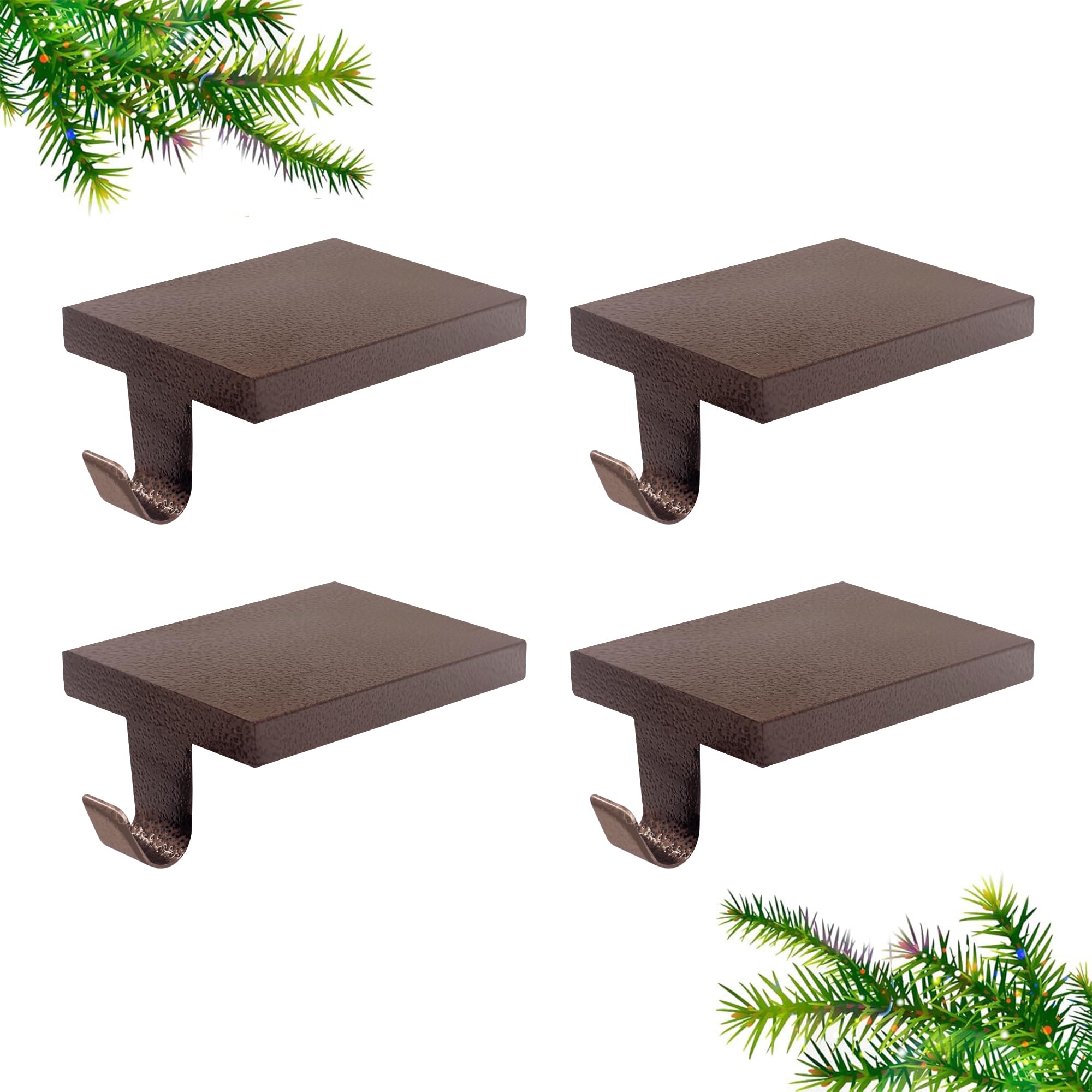 Photo 1 of Anrgterg 4 Pcs Christmas Stocking Holders, Mantel Stocking Hangers Metal Hanging Hooks with Protective Pads for Xmas Holiday Counter Window Home Table Vintage Bronze