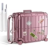 KOREDA Compatible with Samsung Galaxy Buds 3 Pro Case & Galaxy Buds 3 FE & Galaxy Buds 3 Case Cover, Cute Funny Suitcase Design Protective Hard Case with Cleaner Kit & Keychain (Rose Gold)