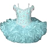 Junguan Baby Girls Off The Shoulder Cupcake Pageant Dress Short Giltz National for Infant Birthday Party Tutu Dresses ST004