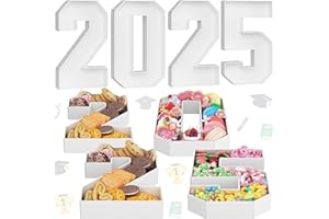 HILAVO 2025 Graduation Charcuterie Number Fillable 13.7" Grad Numbers Charcuterie Board Box Serving Paper Tray for 2025 Graduation Decorations Anniversary Birthday Party Supplies