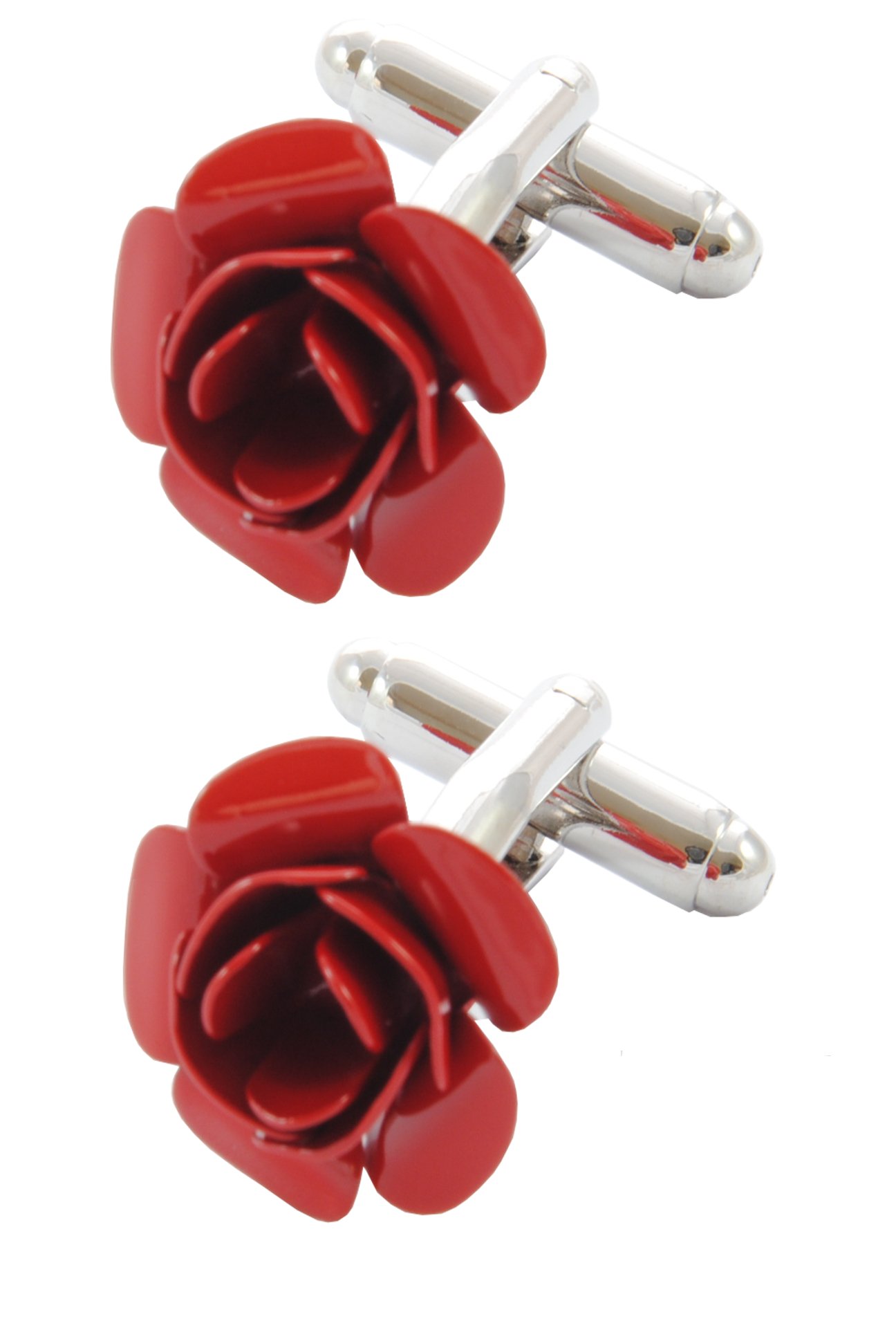 Cufflinks for Men + Presentation Box - Flower - Red Rose - Garden - Valentine Romance Love Lancaster Round - One Pair