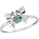 AeraVida Ocean's Curious Little Crab Abalone Shell .925 Sterling Silver Band Ring (9)