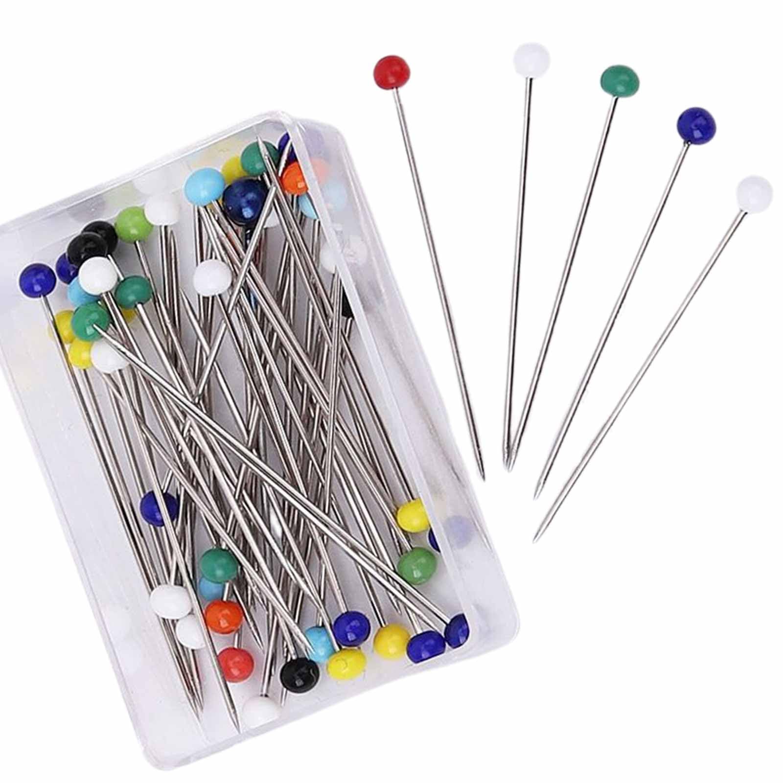 50 Pcs - 32mm Long Sewing Pins Dress Making Pins with Glass Heads 0.8mm Thick Quilting Pin for Dressmaking, Jewellery & Crafts, Upholstery Sewing Pin Dressmaking