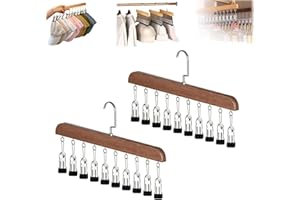 Closet Organizer with 10 Clips, Space Saving Hanging Closet Organizer, Space-Saving Hat Scarf Clothespins for Jeans Skirts So
