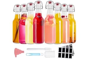 16 oz Swing Top Glass Bottles, 8 Pack Beer Bottle with Flip-top Airtight Lid for Kombucha, Beer,Vanilla Extract, Kefir, Coqui