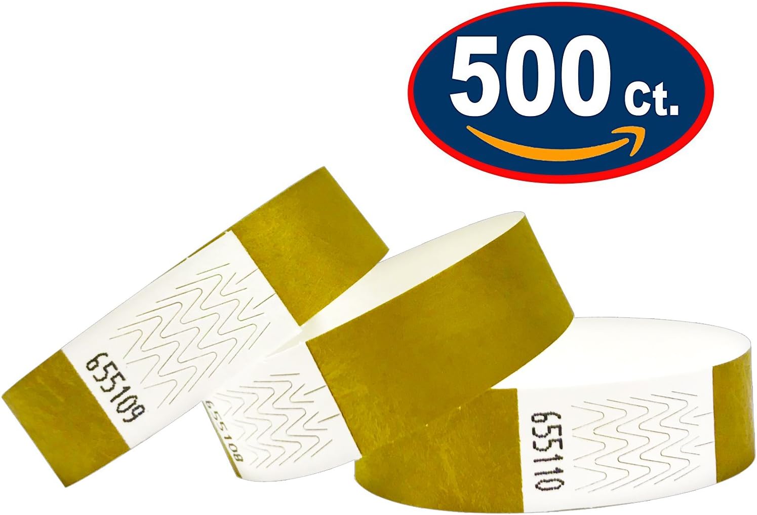 Tyvek Wristbands 500 Pack Gold 3/4" Tyvek Wristbands For Events