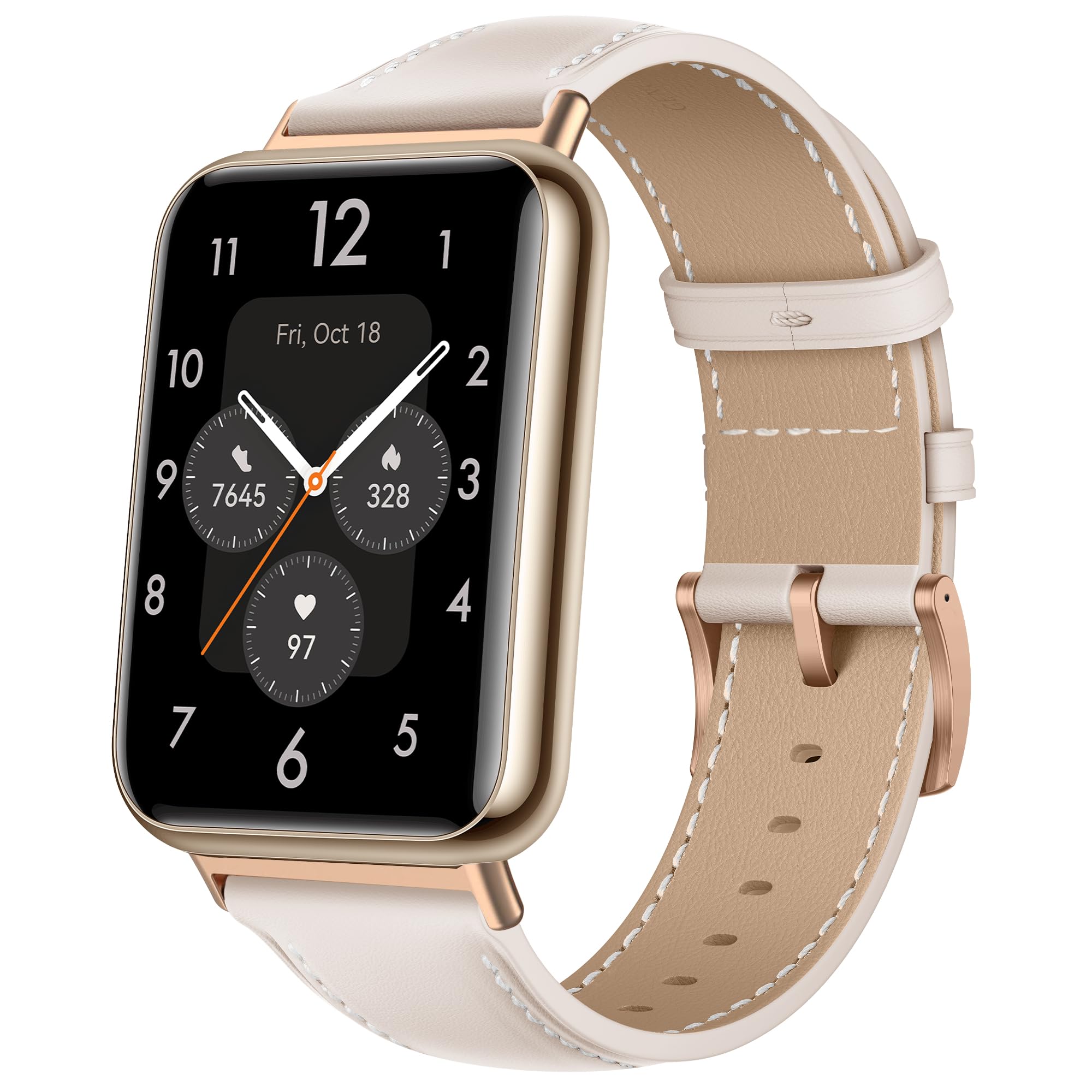 KoGiio Compatible with Huawei Watch Fit 2 Leather Strap, PU Leather Adjustable Watch Band with Stainless Steel Buckle, Soft Replacement Bracelet Strap for Huawei Watch Fit 2 - White