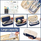 EASTHILL Big Capacity Pencil Case Linen Navy 9x20 cm Office School view 4