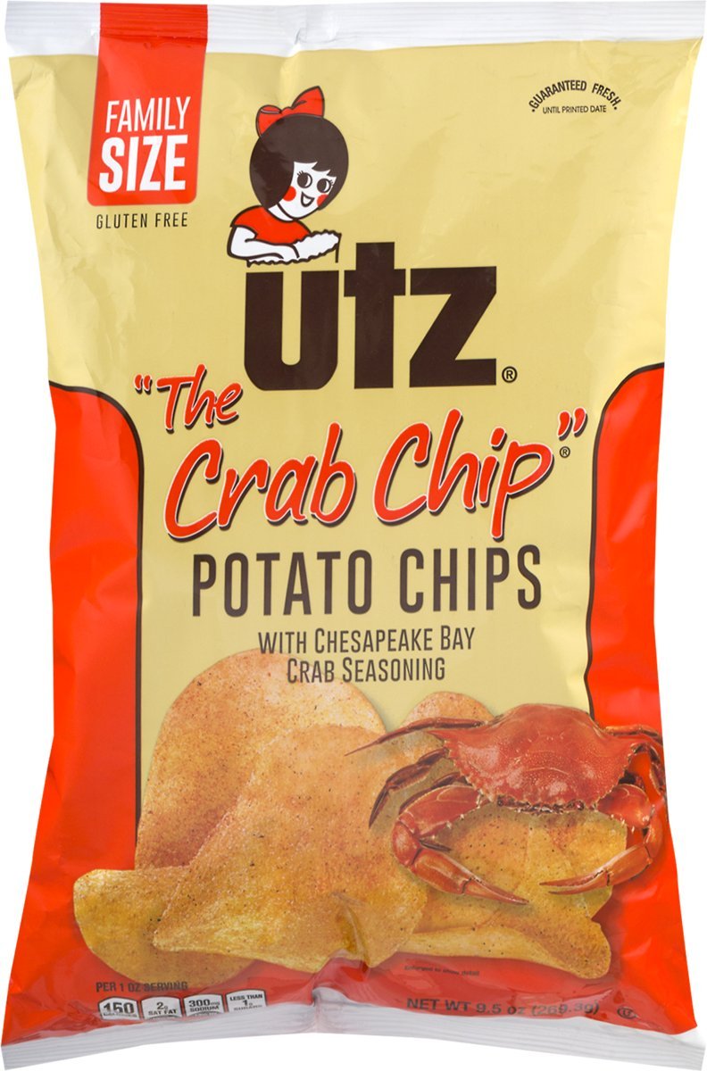 Utz Potato Chips, The Crab Chip, Family Size, 9.5 oz, (pack