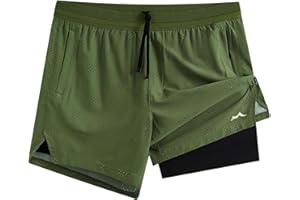 maamgic Men's 2 in 1 Gym Shorts 5 Inch Athletic Tennis Shorts Stretch Workout Running Shorts with Liner