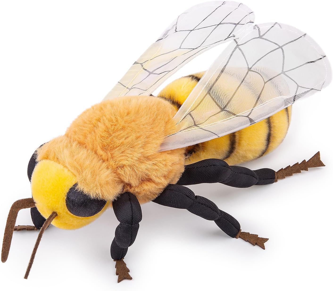 RLOMUTE Bee Plush Simulation Toy, Cute Yellow Bee Toy, Soft Plush Animal Agricultural beneficial insects Collection, Flying Animal Suitable For Bedroom, Living Room Decoration 11in