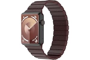 Synchro Bands Compatible with Apple Watch Leather Band 38mm 40mm 41mm 42mm 44mm 45mm 49mm Women Men, Magnetic Bracelet Watch 