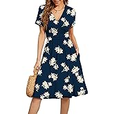 WEACZZY Women's 2026 Fall Long Sleeve Casual Dresses Wrap V-Neck Semi Formal Party Dress with Pockets
