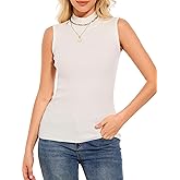 Biffxeu Women's Sleeveless Mock Neck Turtleneck Sweater Tops Ribbed Knit Vest Trendy Casual Slim Fitted Tank Tops