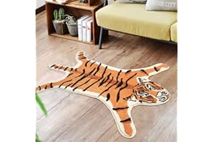 LIVEBOX Kids Bedroom Rug Tiger Area Rug 36"x45.5" Personalized Soft Playroom Rug Plush Non-Slip Childrens Machine Washable Rugs for Living Room Classroom Nursery Decor (Orange)