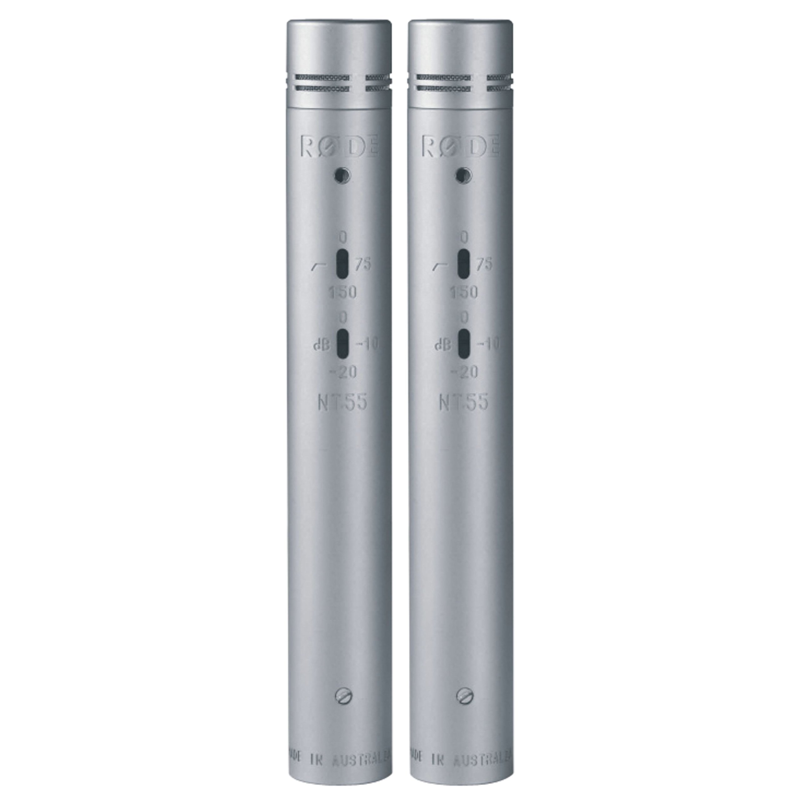 RØDE NT55 Versatile ½"Small-diaphragm Condenser Microphone (Matched Pair) with Adjustable Polar Pattern (Cardioid and Omni), Pad and High-pass Filter for Music Production and Instrument Recording