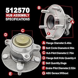 Pair 512570 Rear Wheel Bearing Hub Assembly