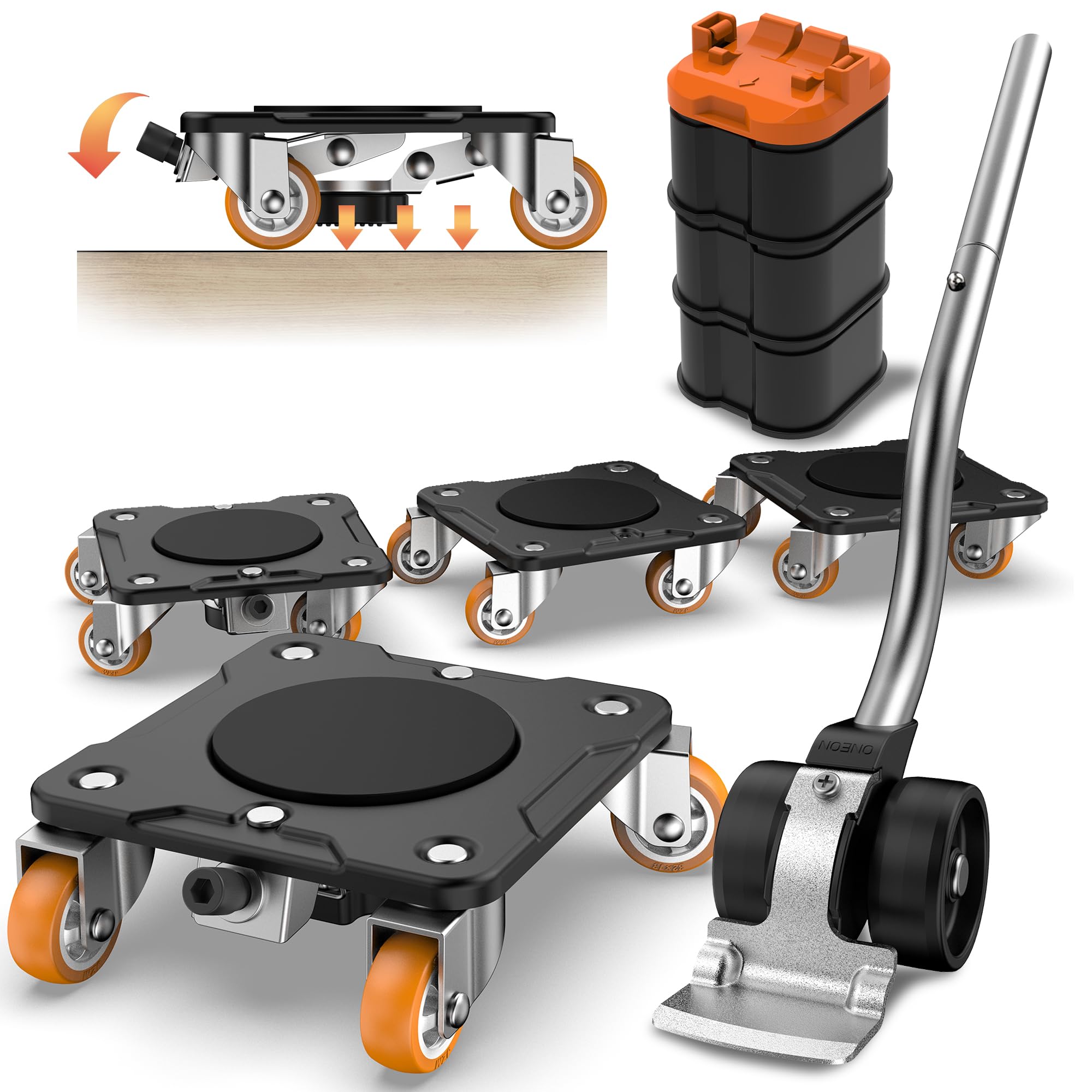 ONEON Furniture Mover Plus Parked Edition with Furniture Lifter, Periodic Moving Needs, Parking Lock Design, Lock Dollies for Long-Term Stability of Heavy Items, No Frequent Setup & Removal Image
