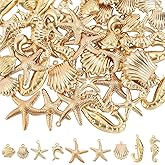 SUNNYCLUE 1 Box 54Pcs 9 Styles Real 18k Gold Plated Sea Animal Charms Ocean Shell Charms Dolphin Starfish Conch Fish Summer Life Pendants for Jewelry Making Findings Earrings Bracelet DIY Crafts