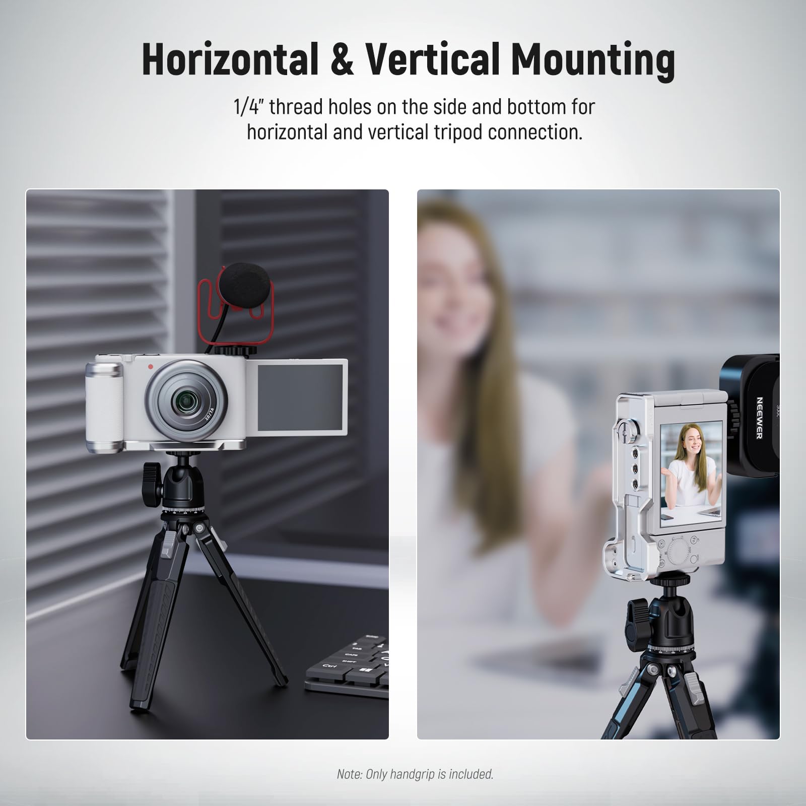 NEEWER ZV-1F ZV-1 II L Plate Compatible with Sony, Metal L Bracket with White Leather Grip, 1/4