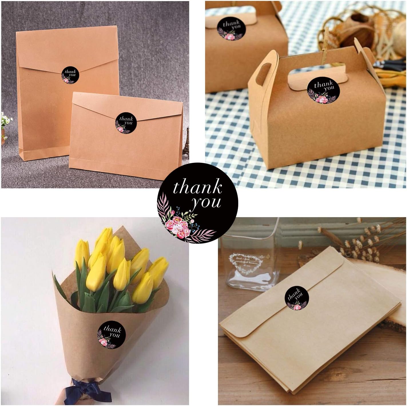 Methdic Thank You Stickers Labels Roll for Business Favors Birthday Gift Bags Baby Shower Wedding 500 Labels 1 Roll 1.5'' Waterproof (Thankyou-C) : Office Products