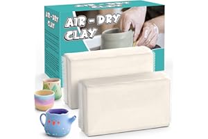 FEDONAK Air Dry Clay, Natural White Modeling Clay for Kids, Premium Pottery Wheel Clay for Arts and Crafts Supplies, 2.2Ibs Sculpting Material for School Classrooms, Adults Kids Toys Gifts for Christmas