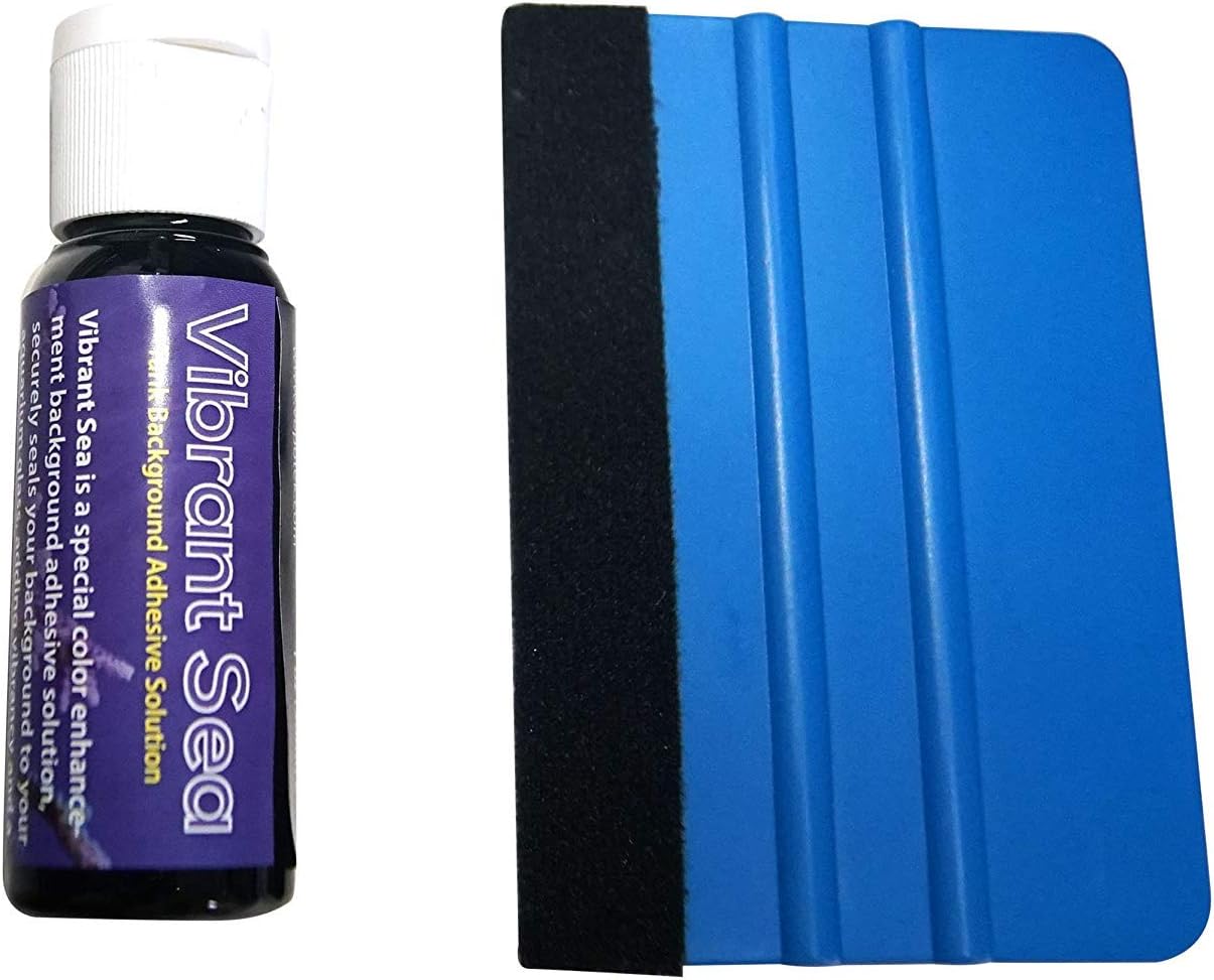 Vepotek Vibrant Sea Mounting & Glue Solution Combo Kit for Aquarium Background W/Squeegee