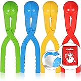 Max Fun 4 Pack Snowball Maker Snow Ball Toys Games with Handle for Kids Outdoor Indoor Winter Snowball Fight Maker Tool Clip