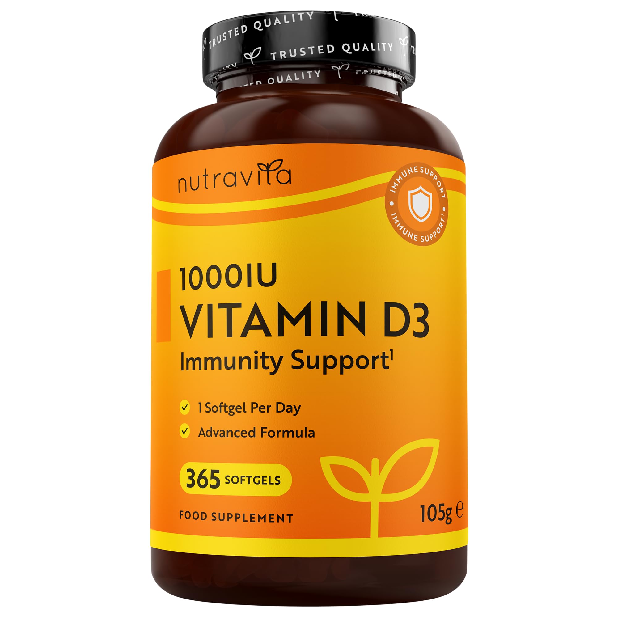 Nutravita Vitamin D 1000 IU (25μg) – 365 VIT D Softgel Capsules Full Year Supply – for Maintenance of Healthy Immune System, Muscles, Bones & Teeth – Vitamin D3 Cholecalciferol – Made in The UK