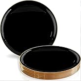Blue Sky Edge Elegant Disposable 6.3" Black with Gold Rim Plastic Plates - 10 Count | Ideal for Parties and Events
