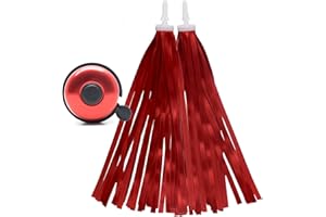 CATIN Red Bike Bell Red Bike Streamers Ribbon Bicycle Tassels for Bike Handlebar Decorations