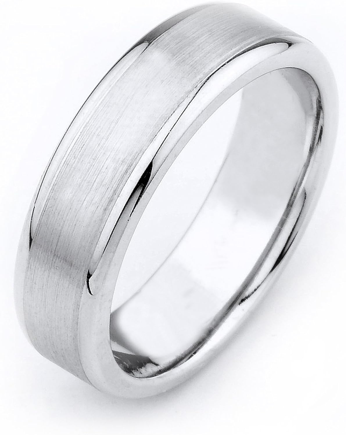 Affine Jewelry Men S 14k White Gold Wedding Band With Satin Finish Center And Polished Edges 6 5mm Amazon Com