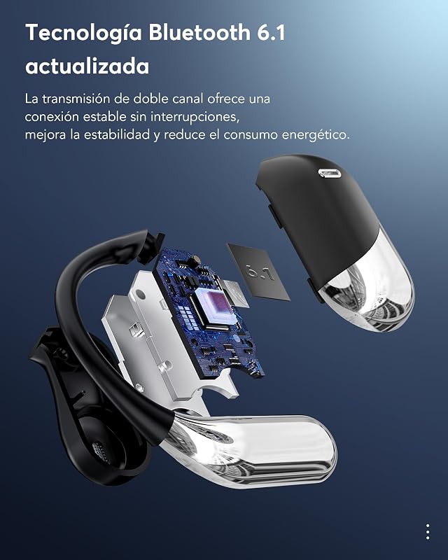 AI Auriculares Traductor en Tiempo Real con Pantalla LCD, Traductor Instantáneo de Voz en 198 Idiomas, Diseño Abierto, Bluetooth 6.1, 60H de batería, Ideales para Viajes, reuniones y Aprendizaje,Negro — foto 3 de 8