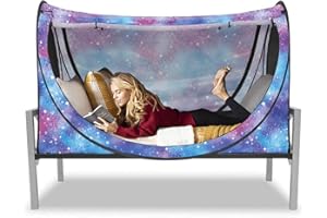 PORAYHUT Privacy Pop up Eclipse Bed Tent Bed Drapes (Unicorn Galaxy, Twin)