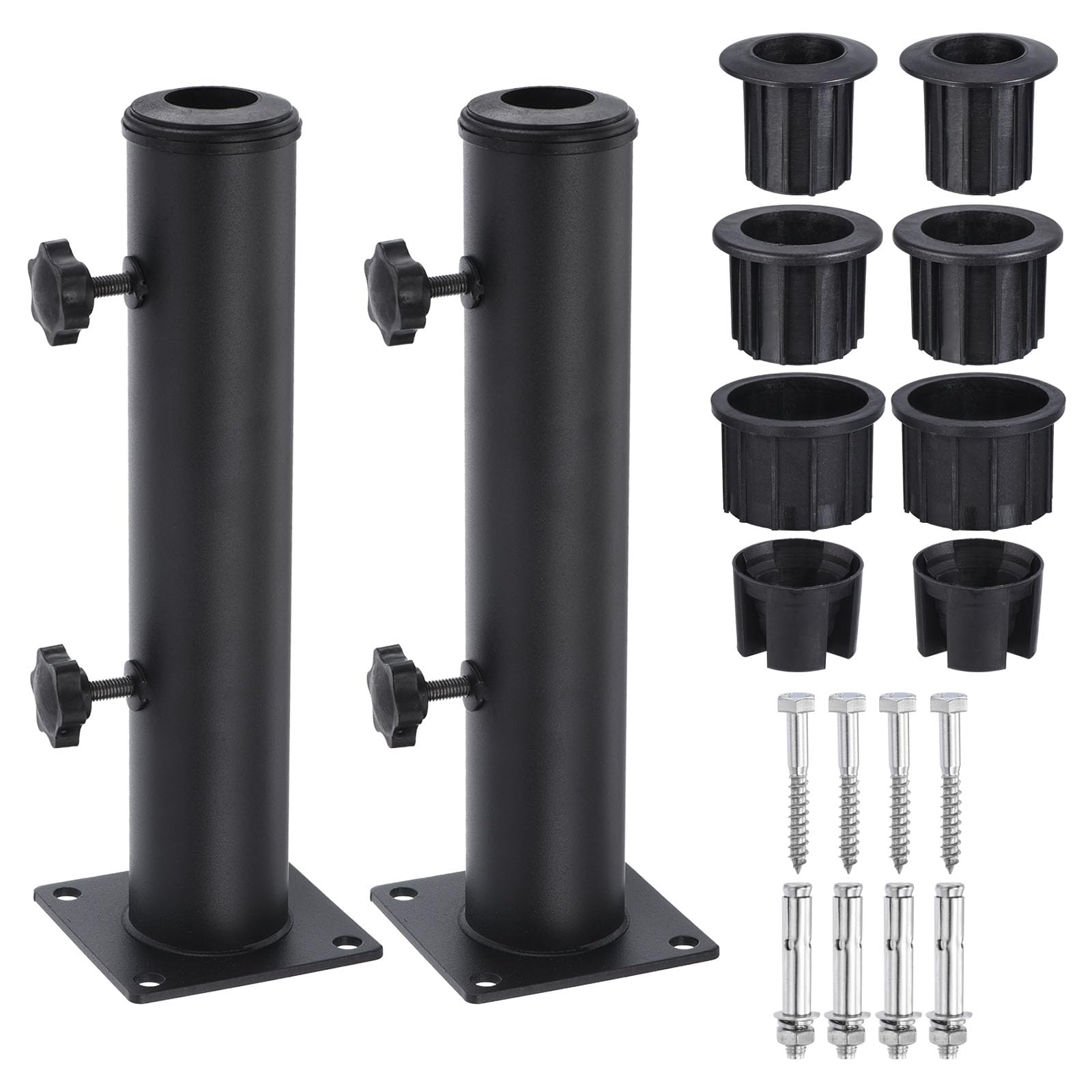 PATIKIL 2 Set Patio Umbrella Base Stand 2.16" Diameter Umbrella Stand Tube Bracket Deck Mount Umbrella Holder for Outside Garden Backyard Balcony