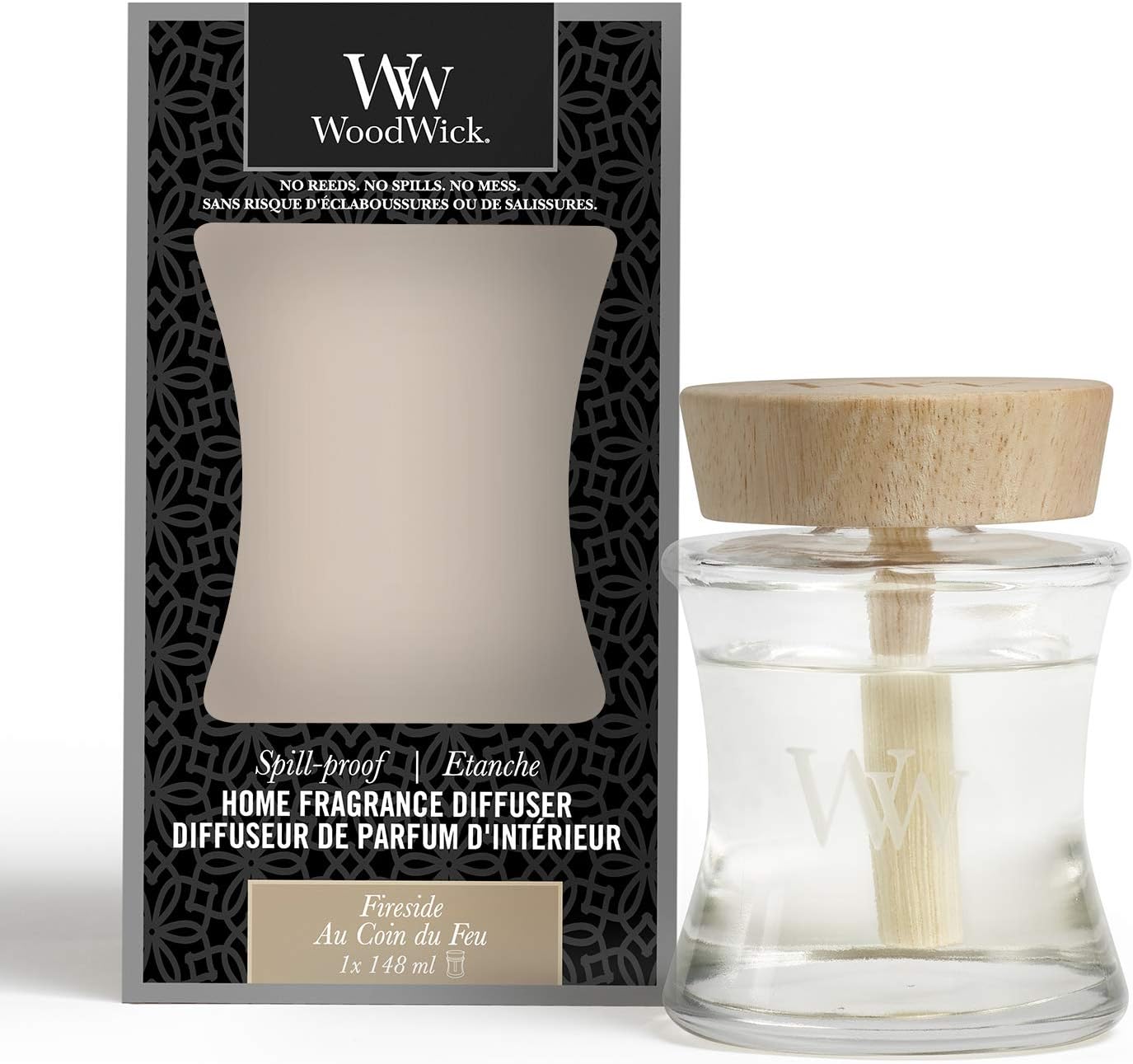 Woodwick Spill-Proof Home Fragrance Aroma Diffuser, Fireside, 148 ml
