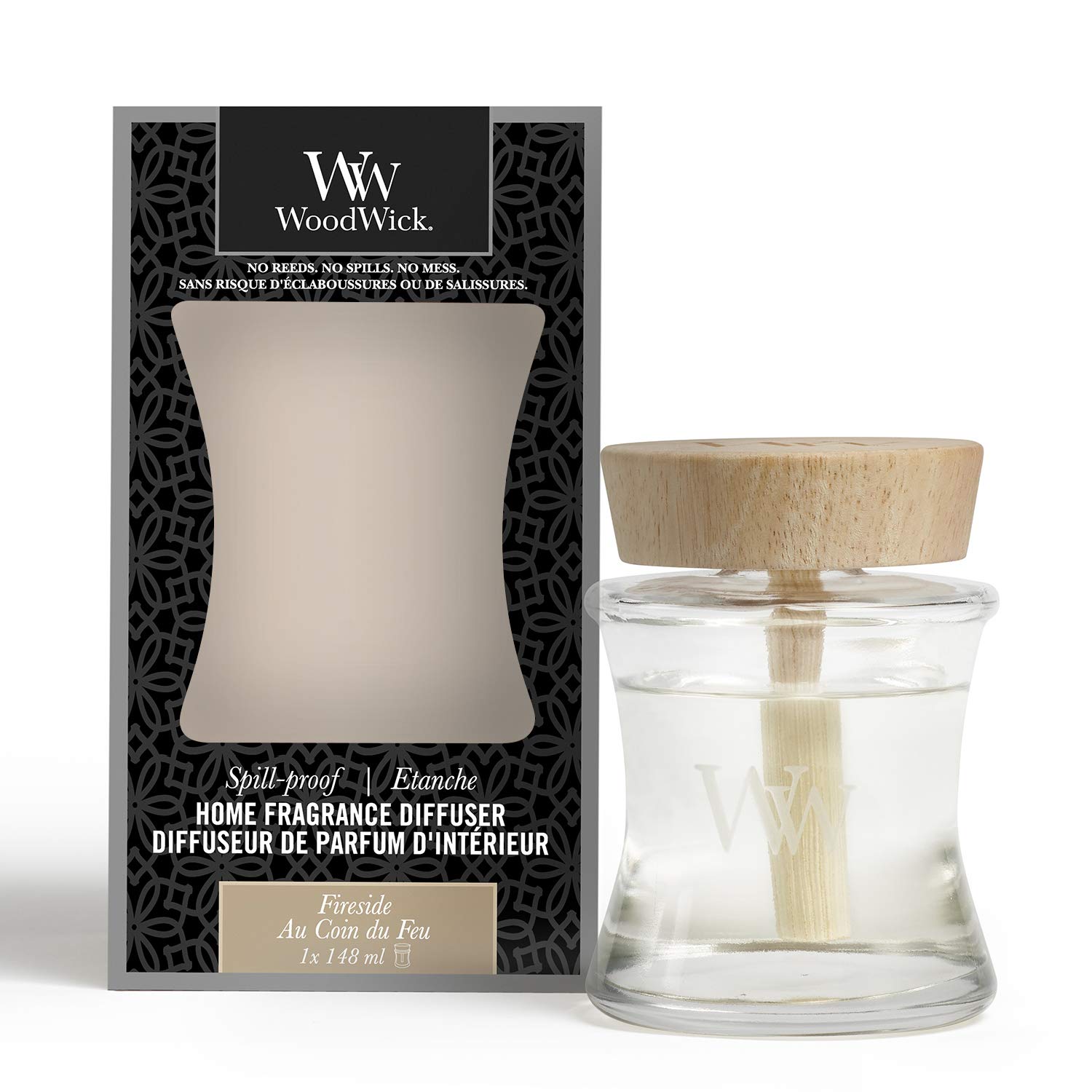 Woodwick Spill-Proof Home Fragrance Aroma Diffuser, Fireside, 148 ml