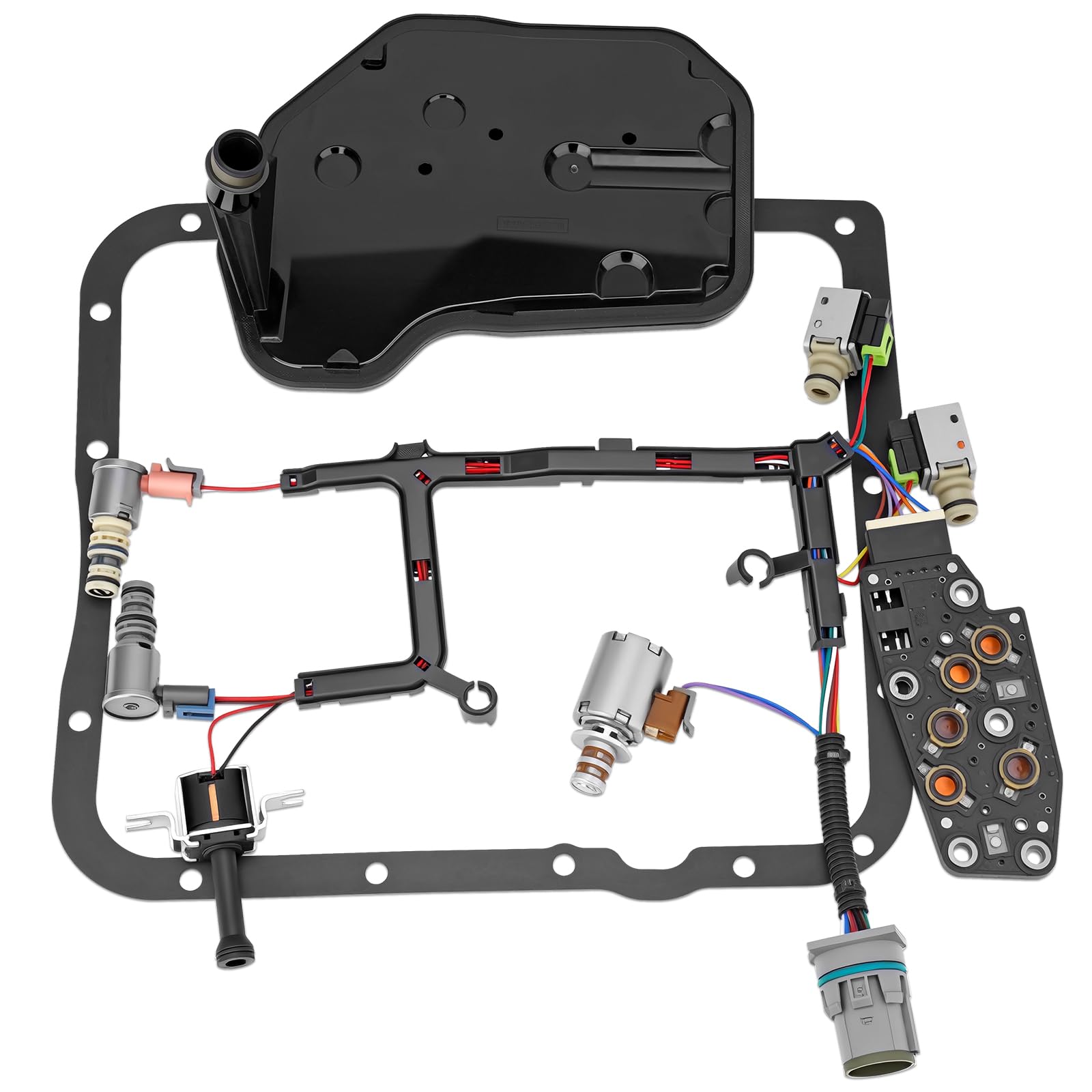 Photo 1 of 4L60E 4L65E Automatic Transmission Master Solenoid Kit EPC TCC 3-2 PWM w/Harness Filter Gasket Compatible with GM 2003-2005 M30 M32 Replace#24209121 24215111 24230298 8683187 8677314 24208576