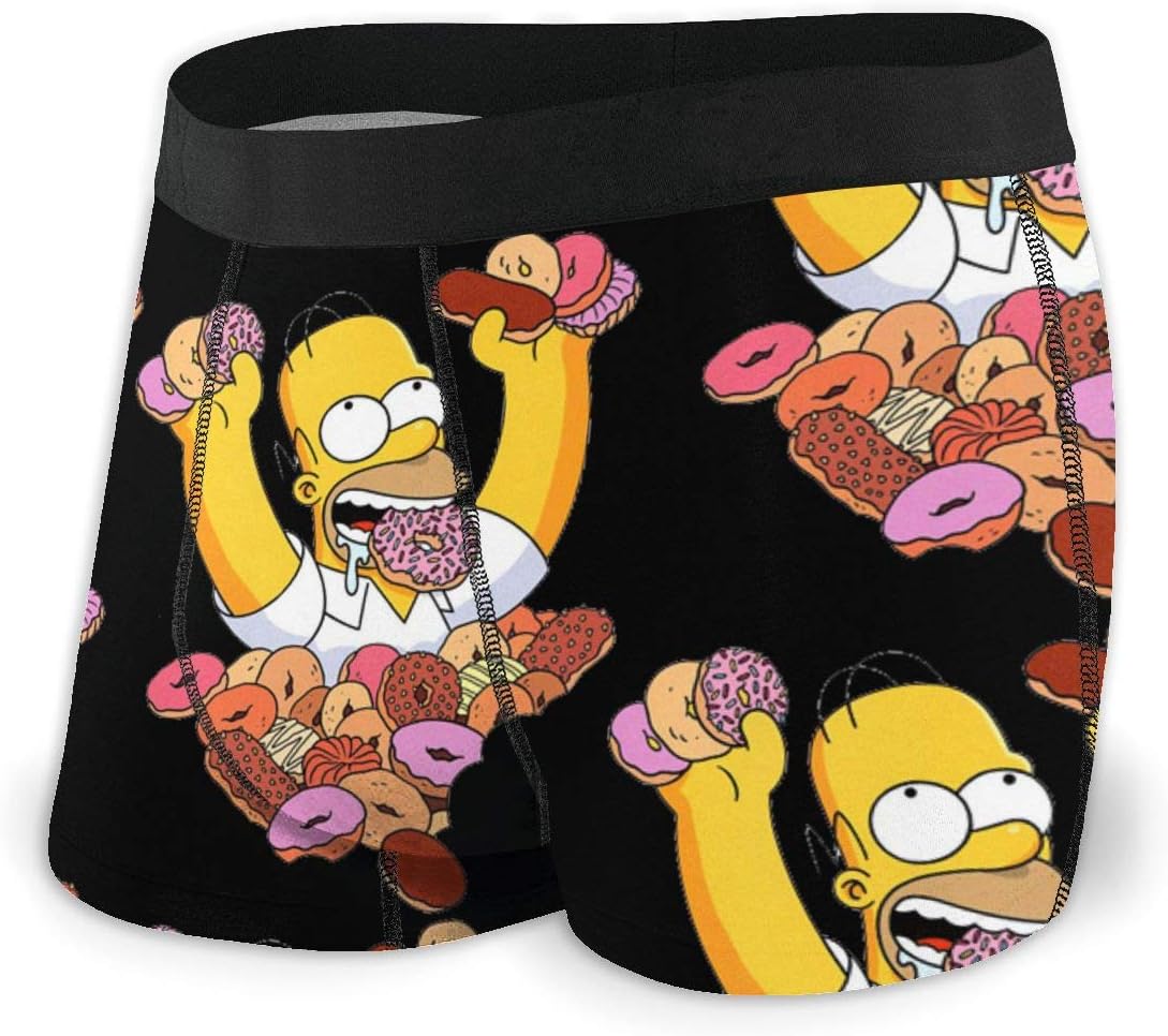 Wumaocheng The Simpsons Homer and His Donut Fashion Breathable Men's Boxer Briefs with Comfort Waistband Underwear