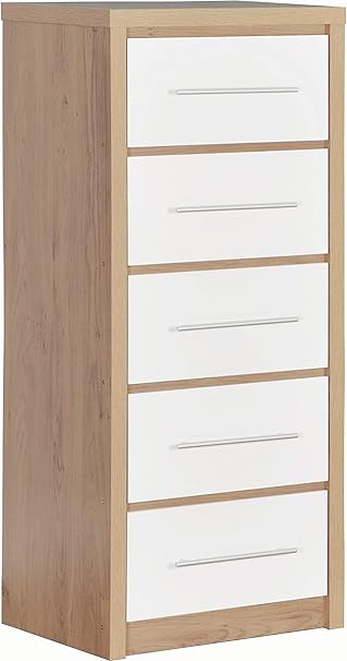 Seconique Seville 5 Drawer Narrow Chest White Amazon Co Uk